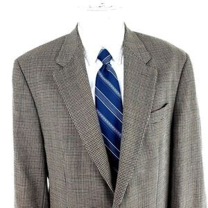 Lauren Ralph Lauren Wool 2 Button Sport Coat 42L‎ Tan Multicolor Houndstooth